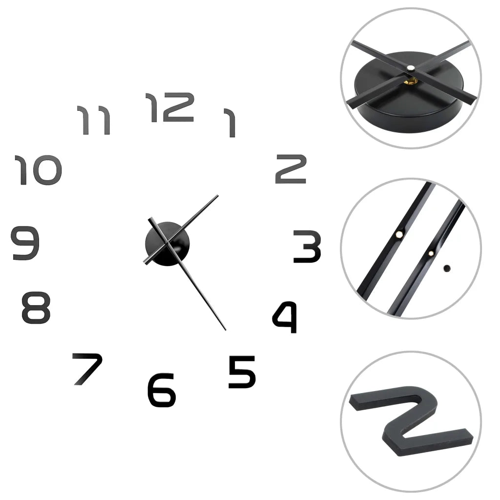 Orologio da Parete 3D in Stile Moderno 100cm XXL Nero 50639