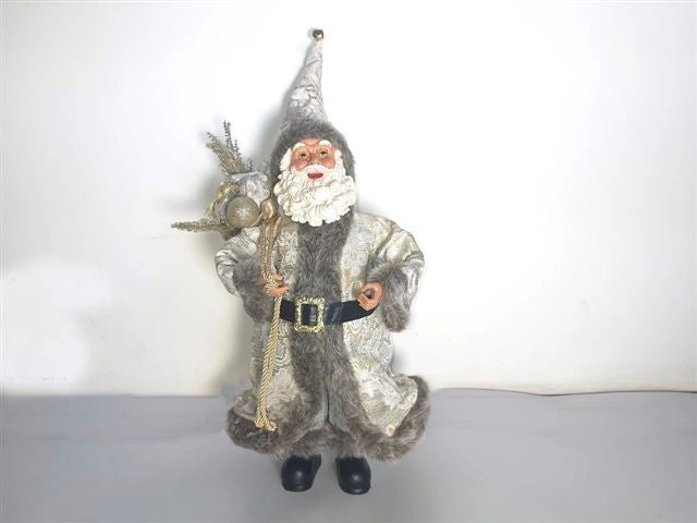 Carillon Giocattoli Musicali Babbo Natale Natalizio Decorativo damasco argento