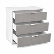 Comò 3 Cassetti Senza Piedi Cassettiera Design Minimal Mobile Per Camera Da Letto Studio E Lavanderia 77 X 38 X 80 Cm Bianco E Grigio Cemento