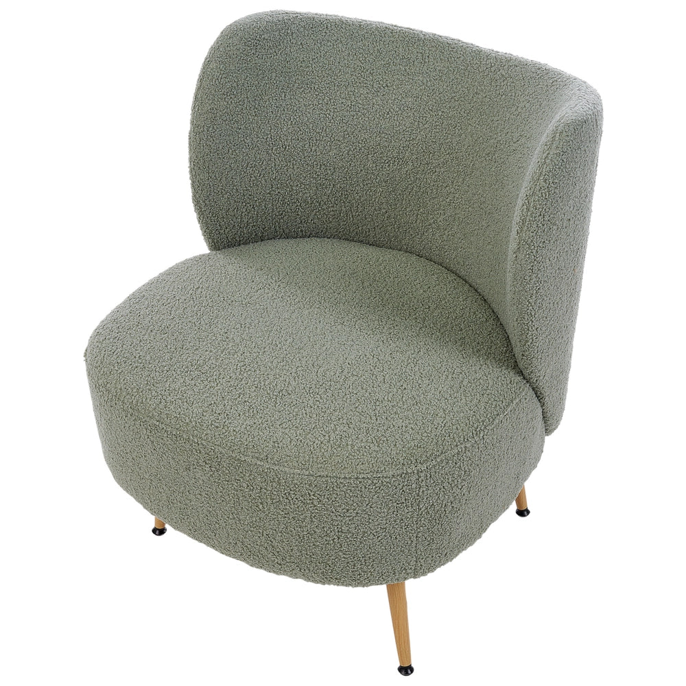 Poltrona da salotto con schienale curvo  boucle verde stile glam elegante soggiorno