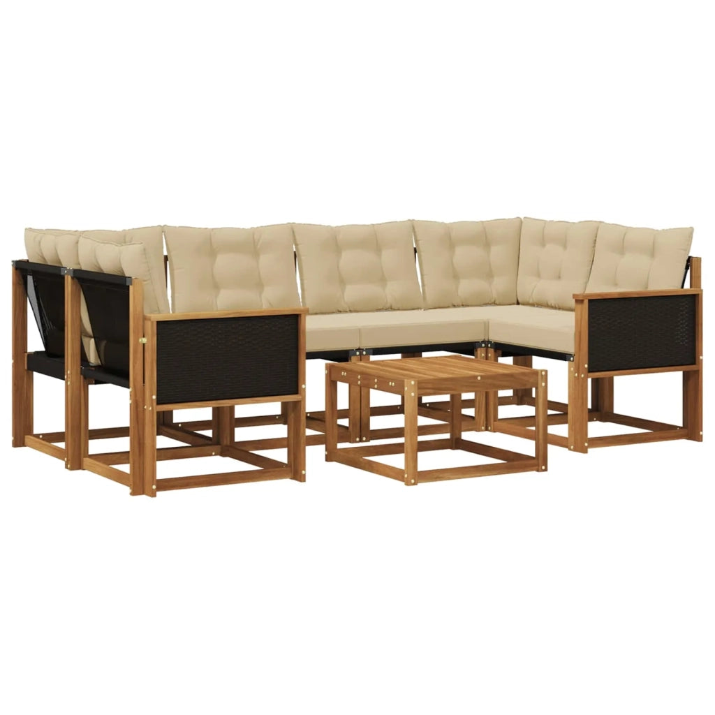 Set di divani da esterno 7 pz Naturale e Beige 3381801