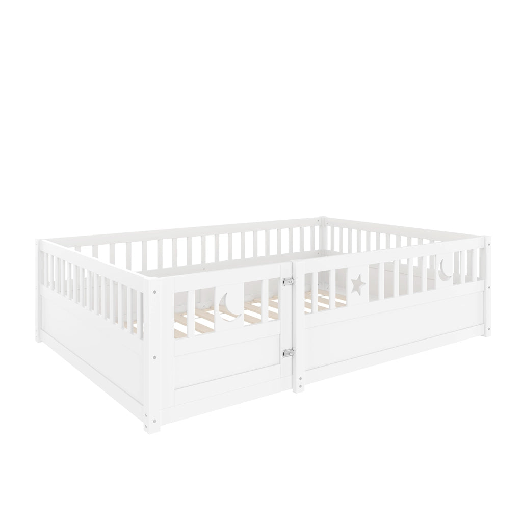 Letto per Bambini 140 x 190 cm; Letto Singolo con Sponda e Blocco di Sicurezza; Bianco