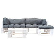 Set Divani da Giardino su Pallet 4 pz con Cuscini Grigi Legno 277393