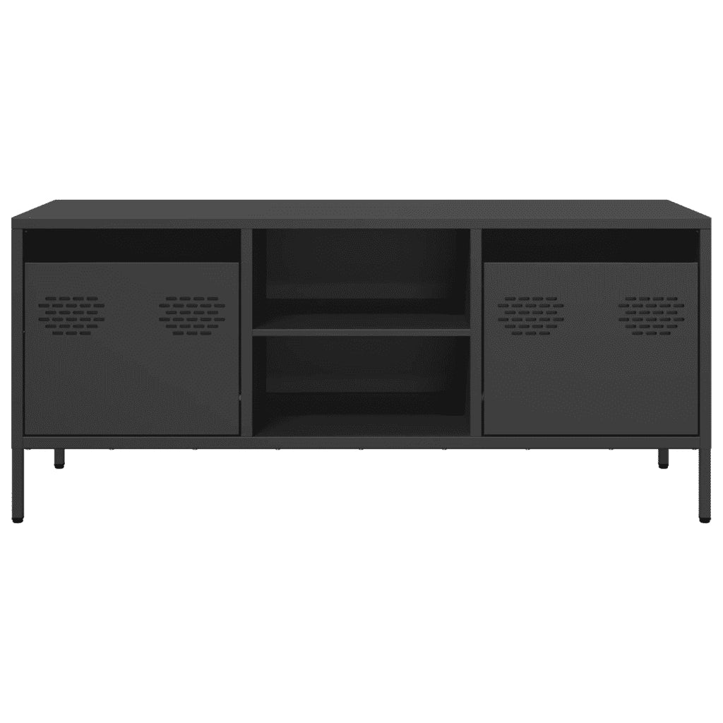 Mobile TV Nero 101,5x39x43,5 cm in Acciaio Laminato a Freddo 851298