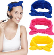 Set di 3 cinturini per capelli con forma di coniglio - Stile e divertente - Adatto a diverse occasioni - Colori: rosa chiaro, azzurro reale, giallo - Ideale per completare il tuo look