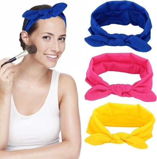 Set di 3 cinturini per capelli con forma di coniglio - Stile e divertente - Adatto a diverse occasioni - Colori: rosa chiaro, azzurro reale, giallo - Ideale per completare il tuo look