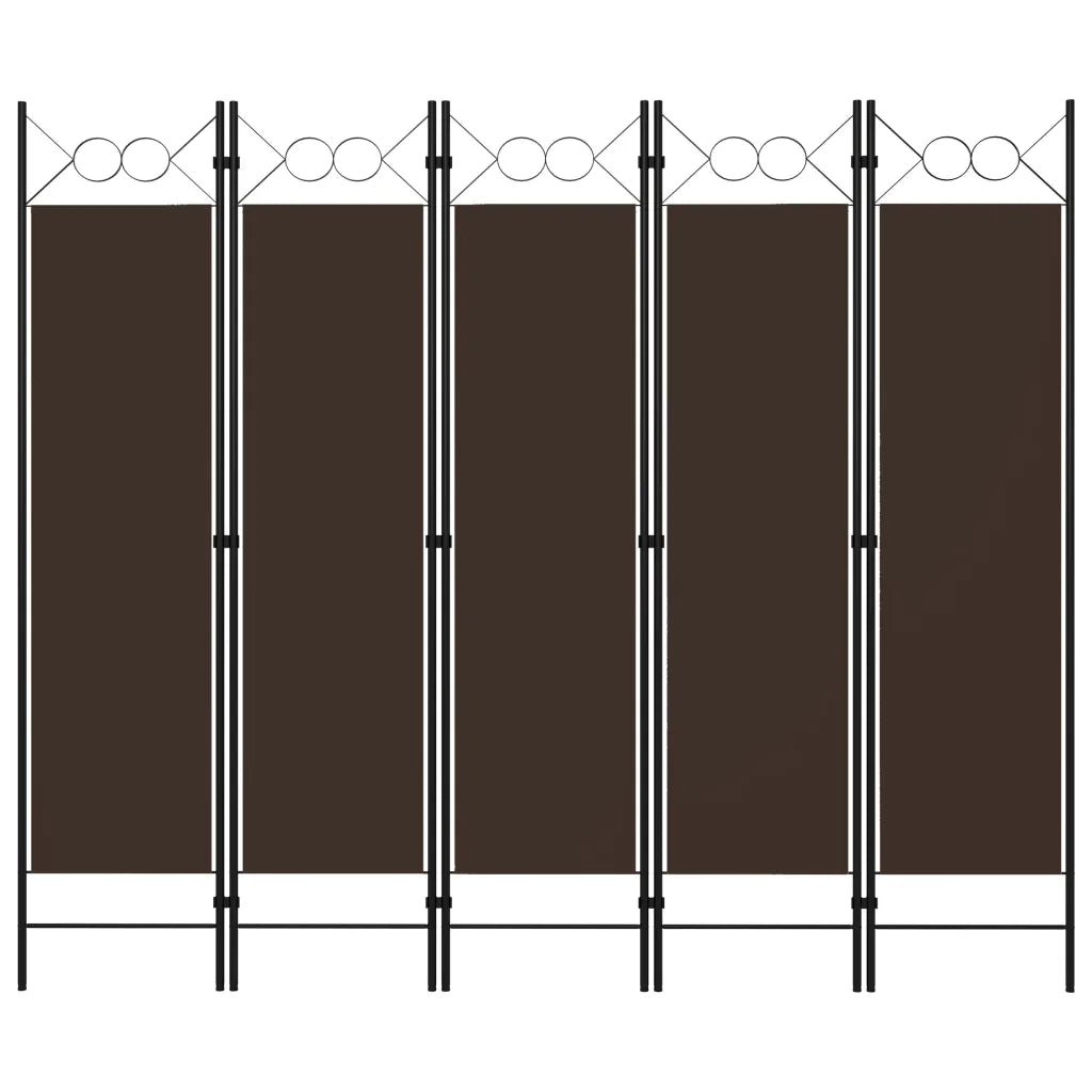 Paravento a 5 Pannelli Marrone 200x180 cm