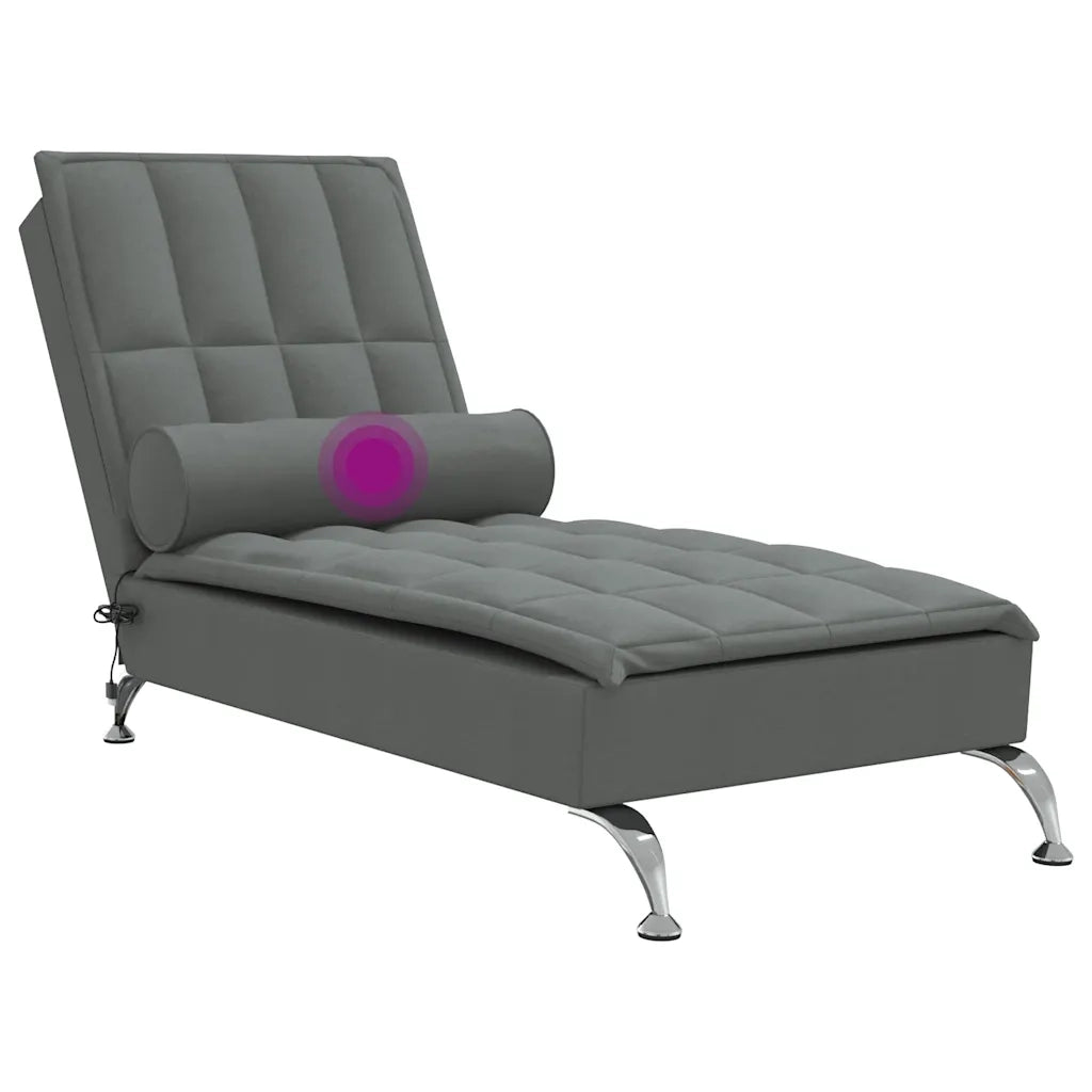 Chaise Longue Massaggi con Capezzale Grigio Scuro in Tessuto CFW4803864