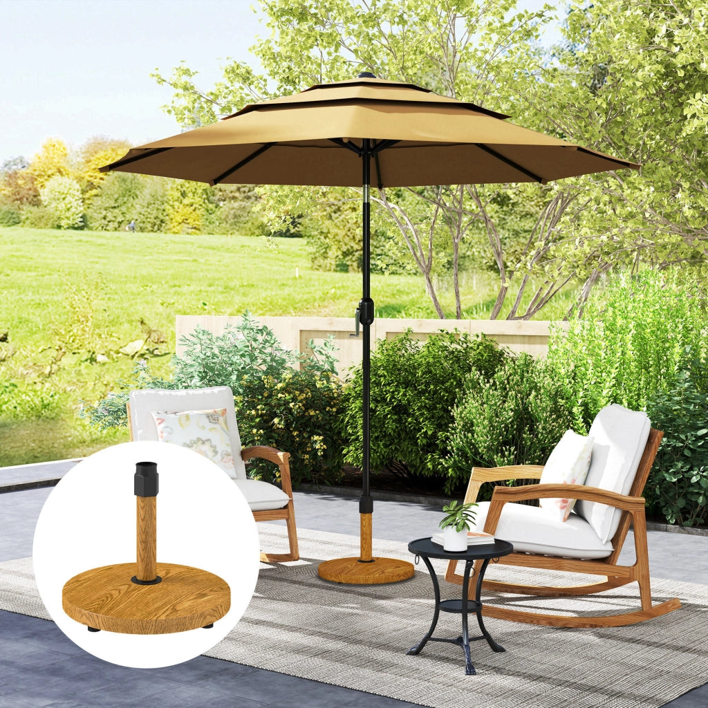 Base per Ombrellone da Giardino con Pesi Regolabili ¨C Zephmum ¨C Legno ?48x44 cm