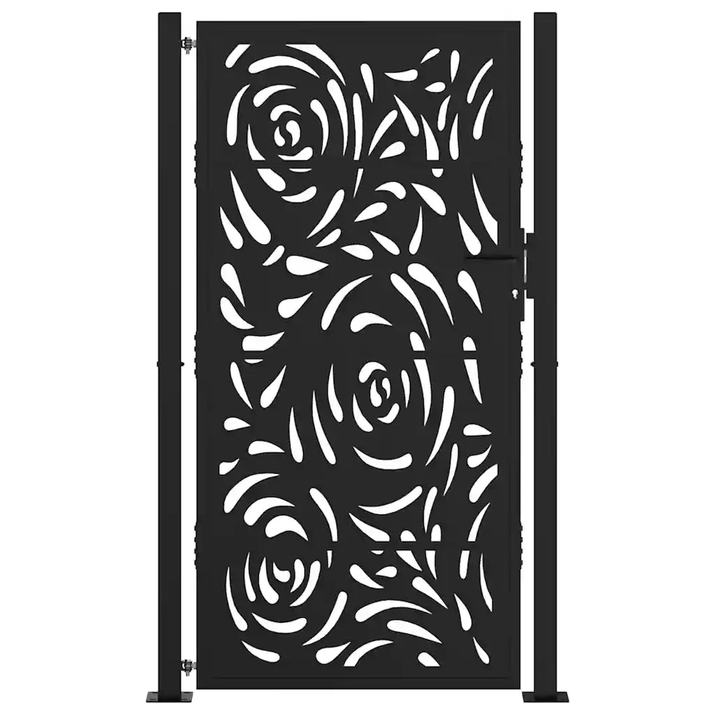 vidaXL Cancello Giardino Nero 105x180 cm in Acciaio Design a Fiamma