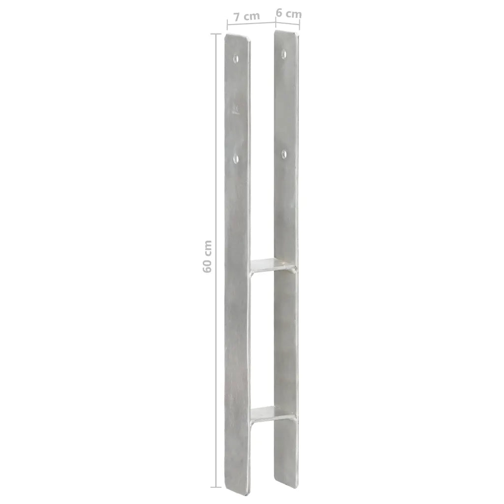 Picchetti per Recinzione 6 pz Argento 7x6x60 cm Acciaio Zincato cod mxl 55181