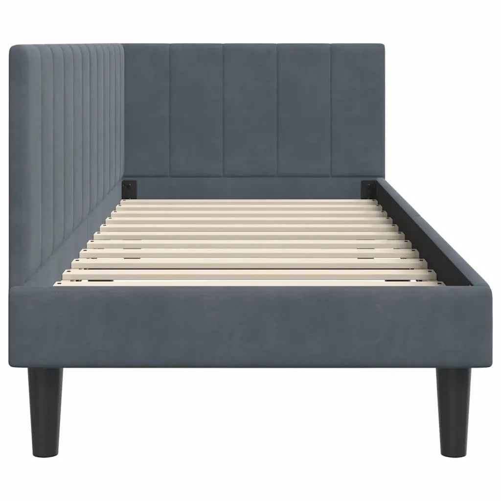 Cornice del letto ad angolo Grigio scuro 80 cm x 200 cm Velluto
