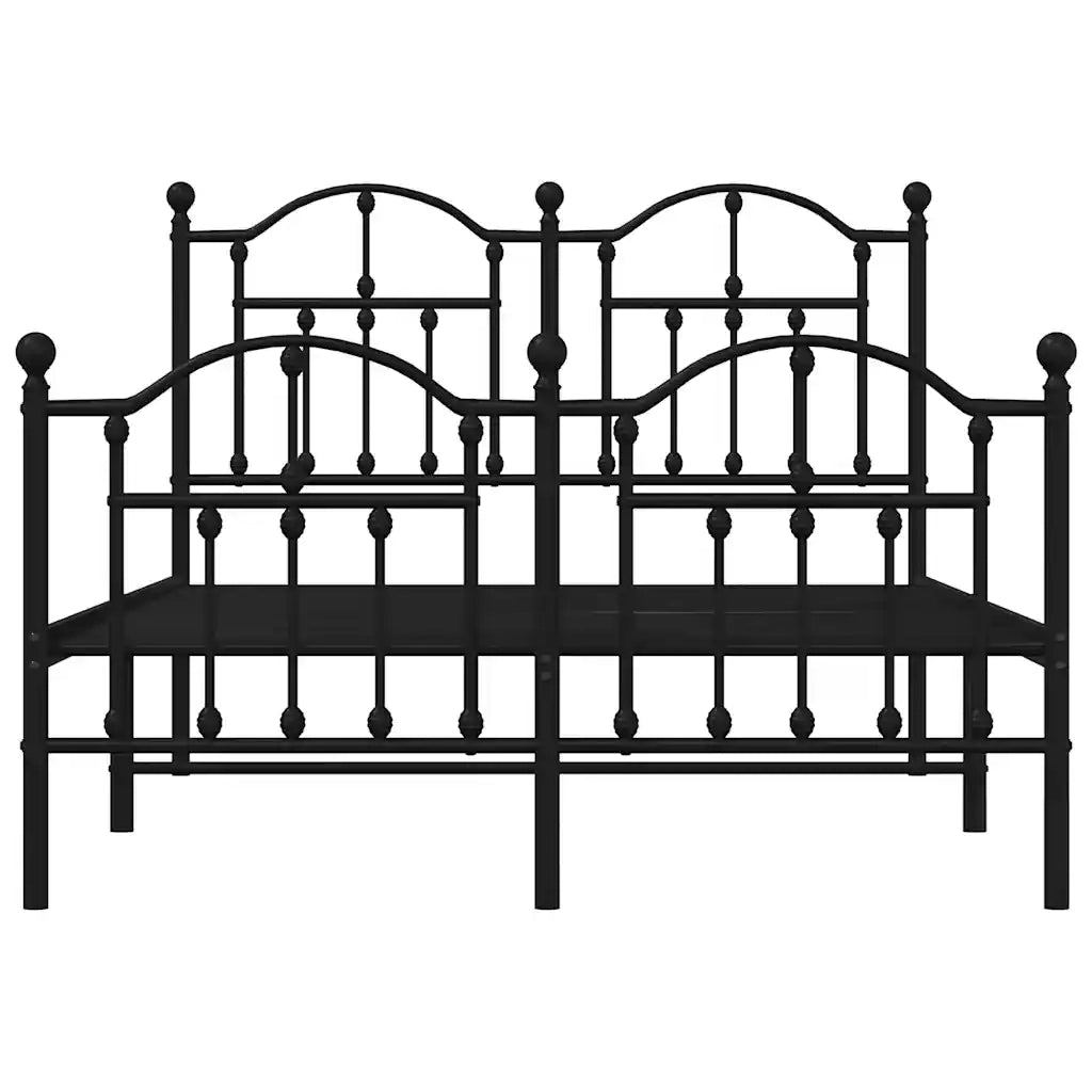 Giroletto con Testiera e Pediera Metallo Nero 120x200 cm 353455