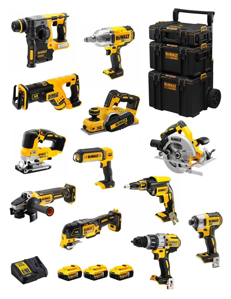 DeWALT Kit DWK1203 (DCD996+DCH273+DCG405+DCF887+DCF899H+DCS334+DCS570+ DCS355+DCP580+DCS367+DCL050+DCF620+3x5,0Ah+DCB115+Caddy)