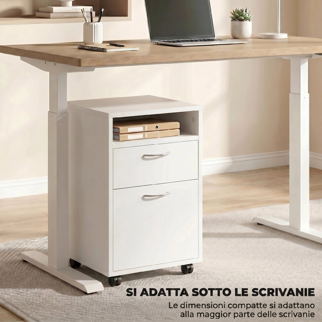 Cassettiera da Ufficio con Ruote ¨C Zephmum ¨C Bianco 40x35x60 cm