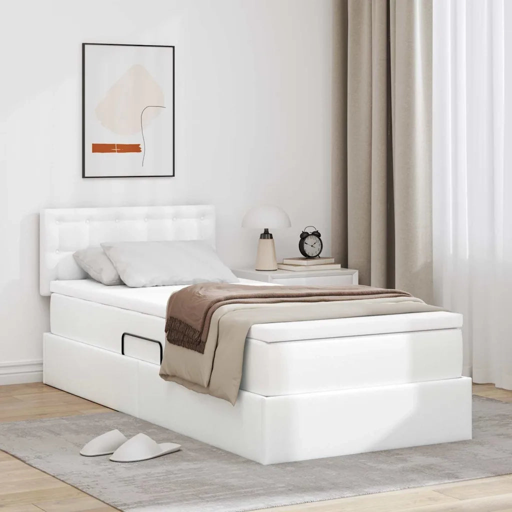 Letto con contenitore e LED con led Bianco Puro 100 x 200 cm