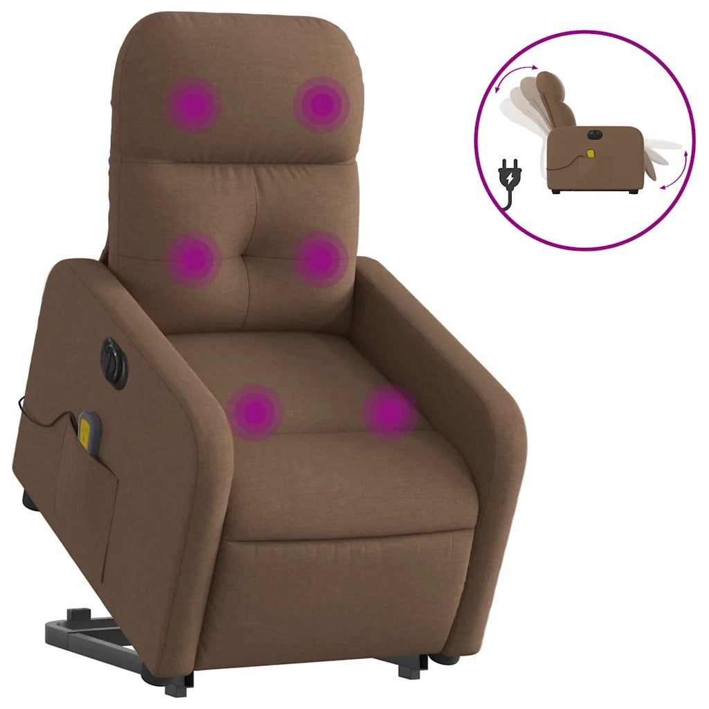 Poltrona Alzapersona Massaggiante Elettrica Marrone Tessuto 3206826