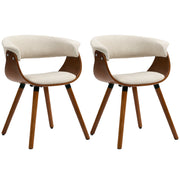 Set 2 Sedie da Pranzo Imbottite ¨C Xylo ¨C Schienale Curvo Legno Massello Beige