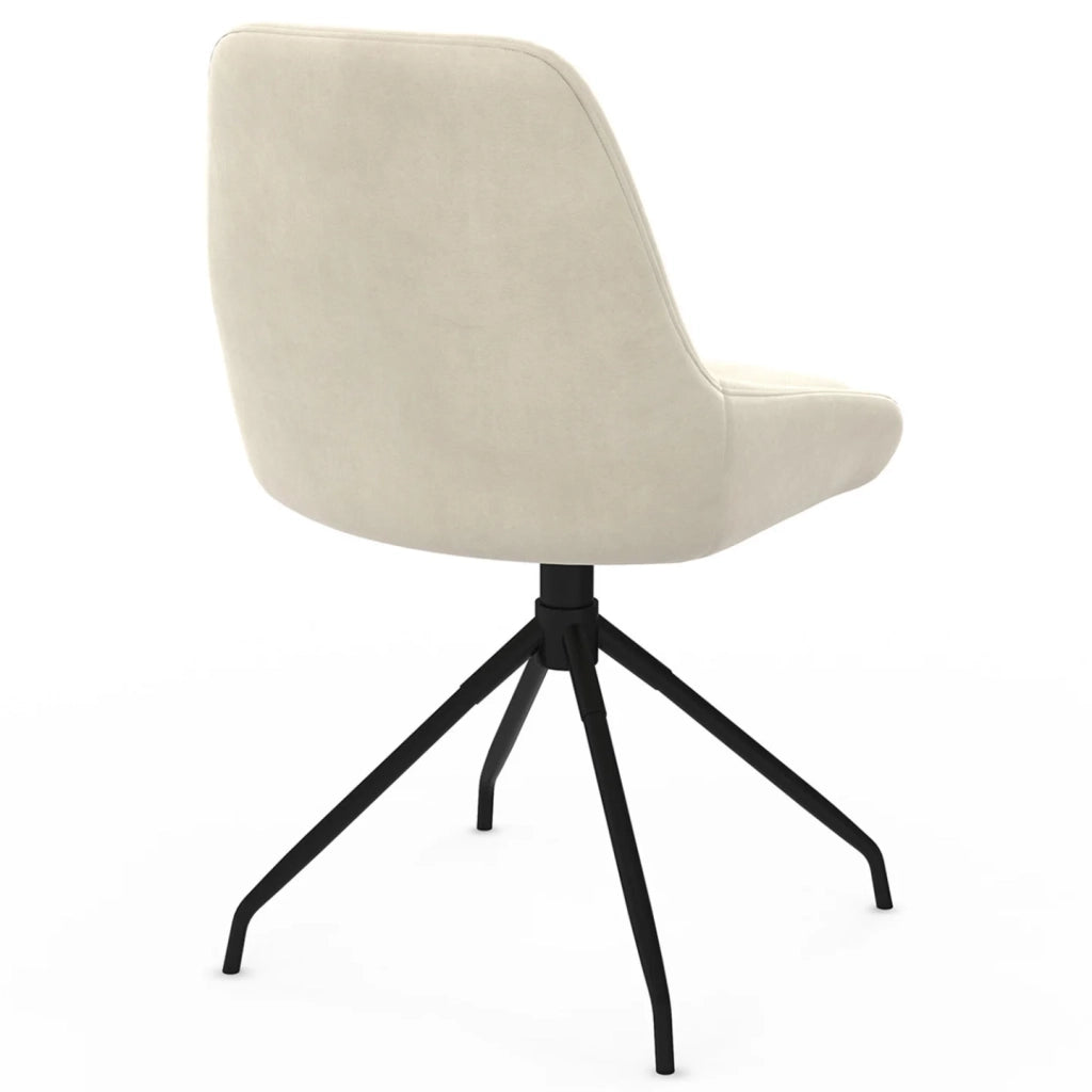 IDMarket - Set di 4 sedie girevoli in velluto beige THALYA con braccioli
