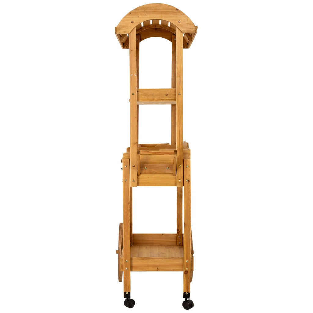 Carrello espositore in legno marrone 105x50x173h cm