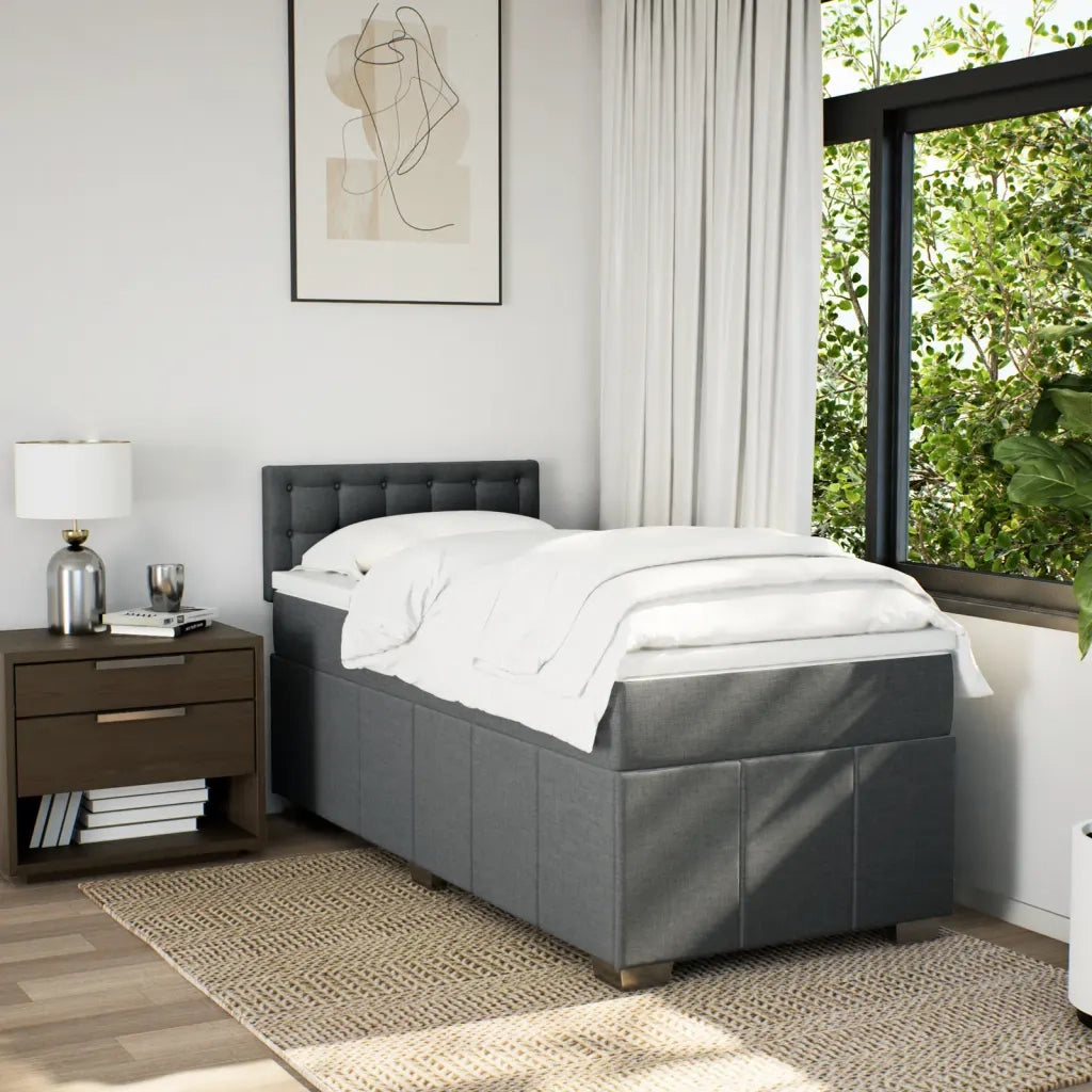 Giroletto a Molle con Materasso Grigio Scuro 80x200 cm Tessuto