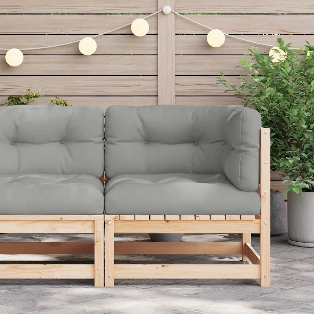 Divano angolare da giardino con cuscini-Sofa da giardino-Divano da esterno Legno Massello di Pino