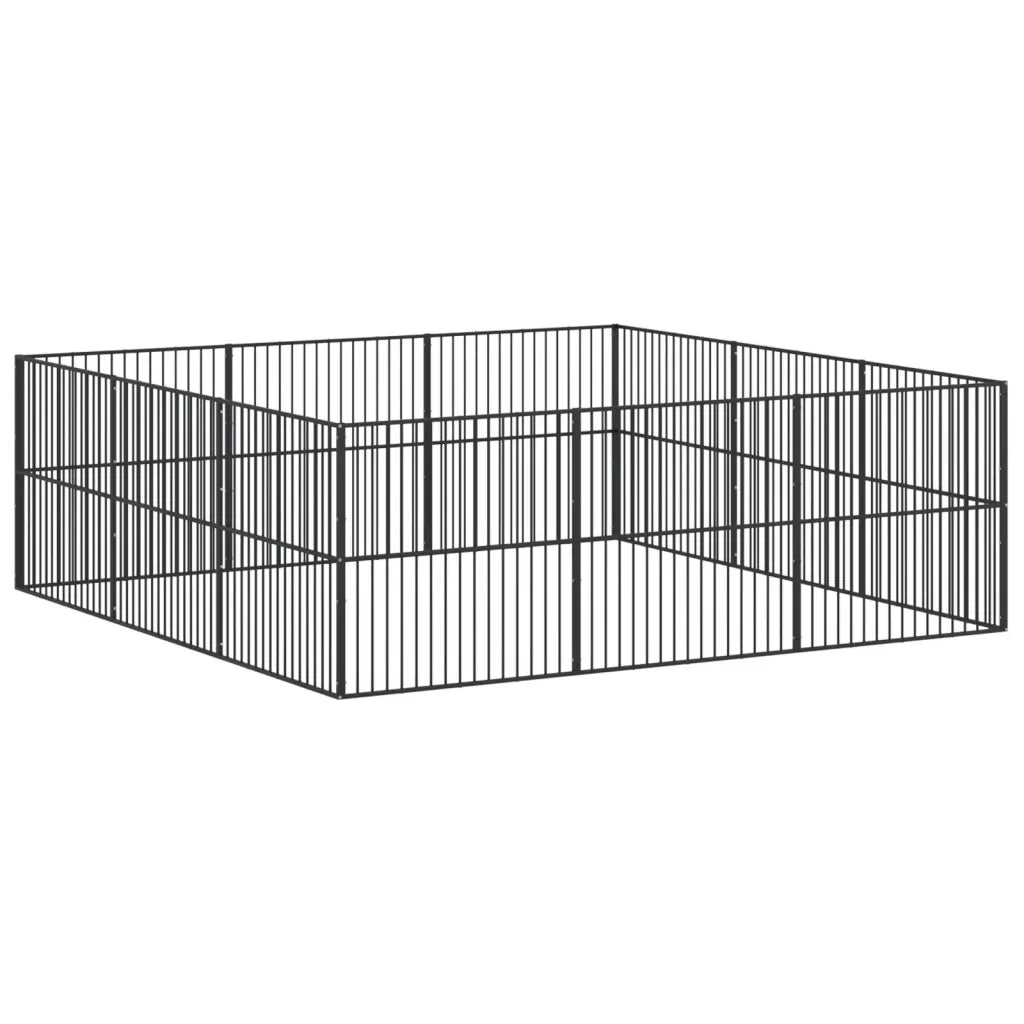 Box per Cani 12 Pannelli Nero Acciaio Zincato CFW6334569