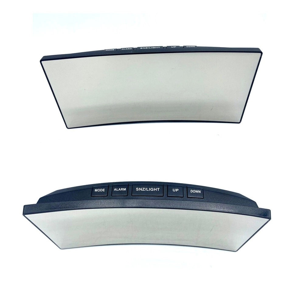 SVEGLIA DIGITALE DISPLAY LED CURVO OROLOGIO TAVOLO COMODINO SPECCHIATO DD-1209