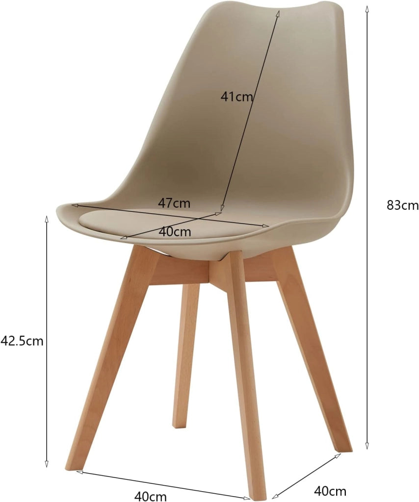 GrandCA HOME Set di 4 Sedie Imbottite per Sala da Pranzo Con Gambe in Legno Massello di Faggio, Adatte per Sala da Pranzo, Soggiorno, Cucina, Camera da Letto, Cachi