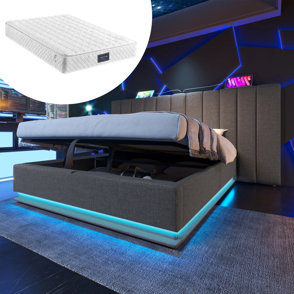 letto imbottito lino grigio 160x200 cm
