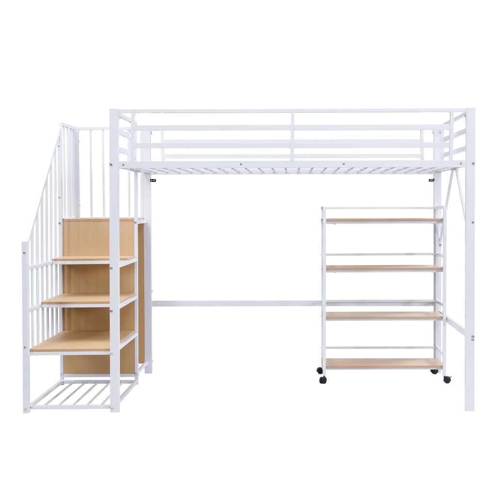letto a castello metallo e mdf bianco naturale 90x200 cm