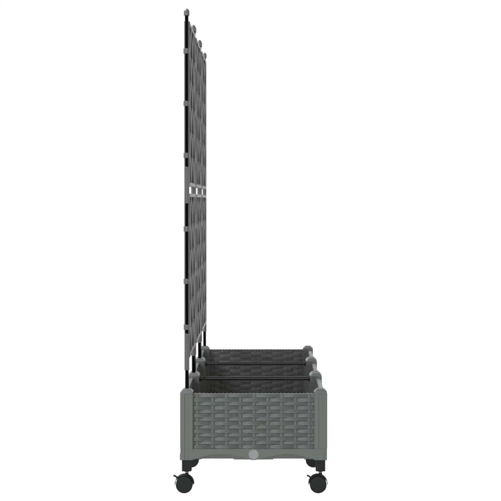 Vaso da giardino con grigliato e ruote 3 pz Grigio Chiaro PP 3423074