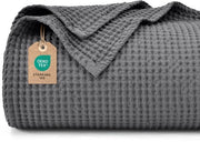 Wafeldeken in cotone 100% 150x200cm, leggero e respirante, perfetto per l'estate - certificato Oeko-TEX - qualità da hotel - ideale per divano, letto, antracite