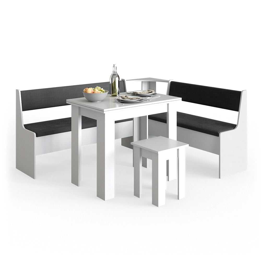 Vicco Gruppo panca ad angolo Bianco 180 x 41.5 cm con tavolo