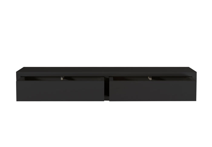 Mensola da Parete con 2 Cassetti 88,2x13,4x23,7 cm in Fibra di Legno Domino Maxi Nero