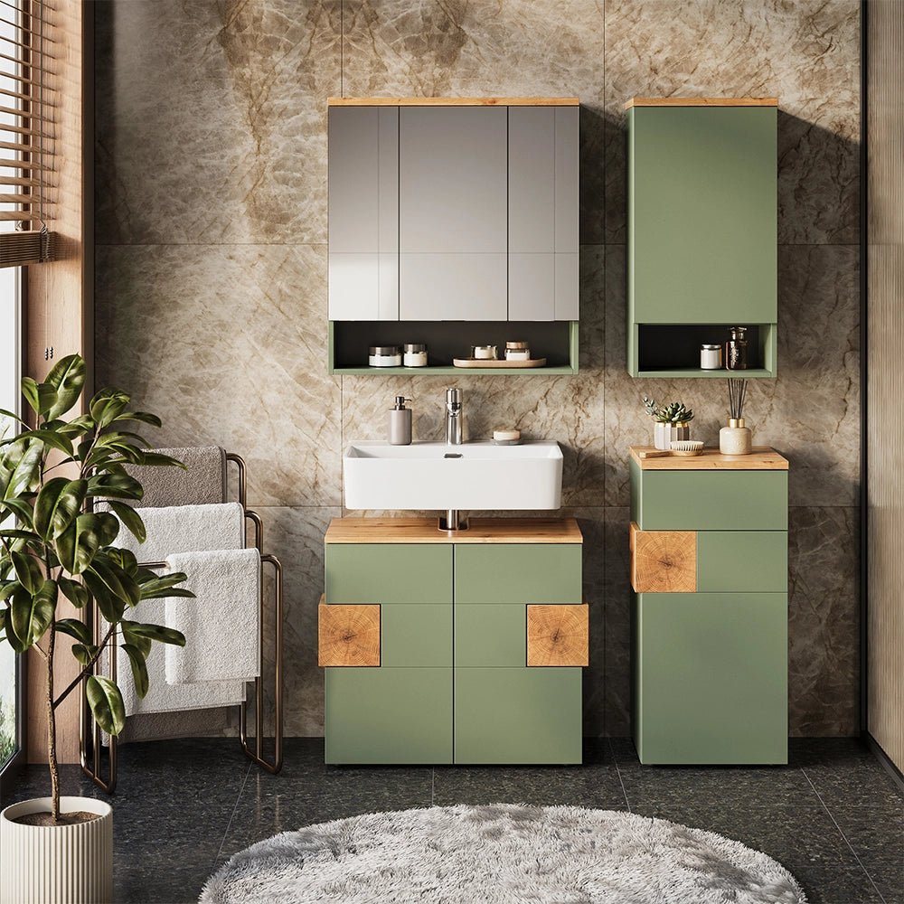 Vicco Set di mobili da bagno Verde/Artigianale 4 parti