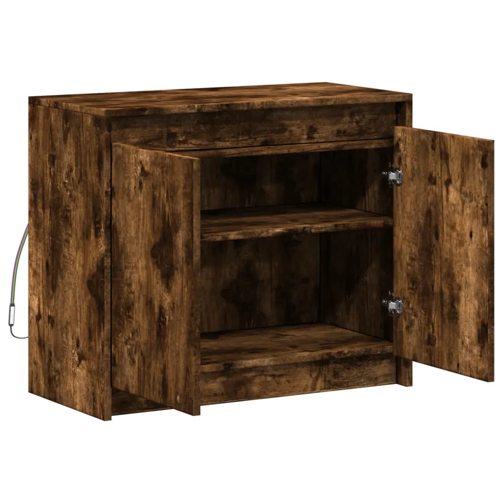 vidaXL Credenza con LED Rovere Fumo 72x34x61 cm in Legno Multistrato