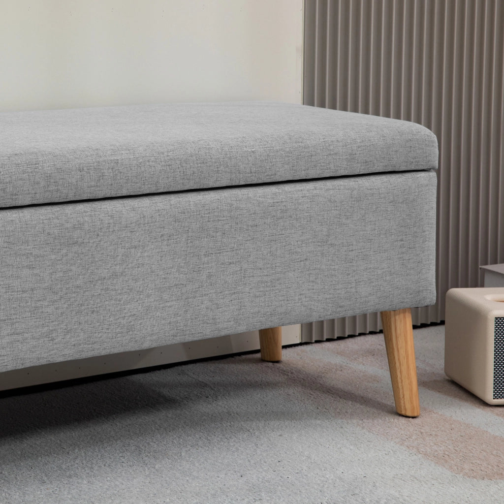 PANCA CONTENITORE 110 x 39 x 45 cm Grigio Effetto lino