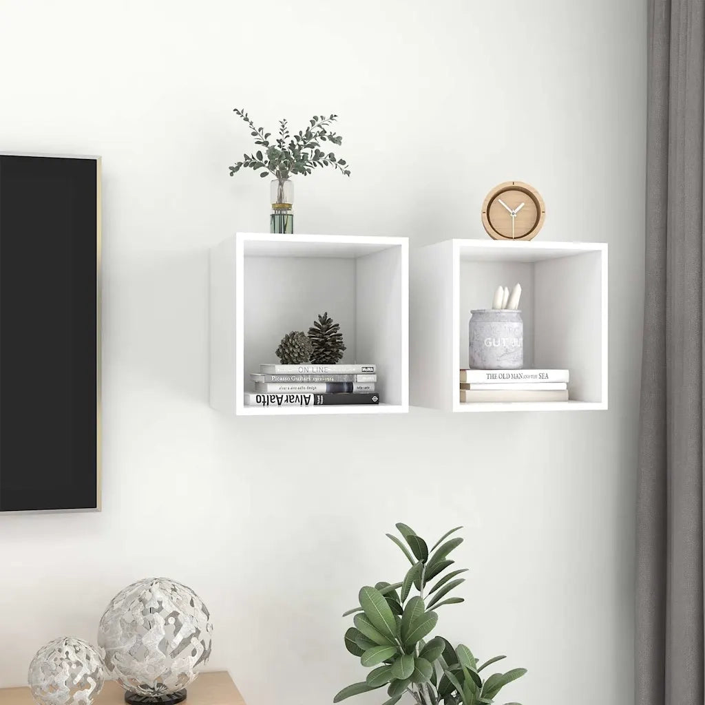 Armoires murales 2 pcs Blanc 37x37x37 cm Bois d’ingénierie