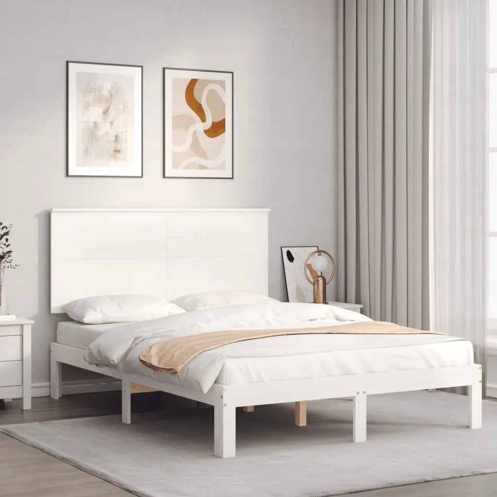 Letto matrimoniale | Letto per adulti | Letto senza Materasso Bianco 140x190 cm Legno Massello di Pino