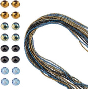 12 Filamenti 2mm in Acciaio Zinato - 4 Colori Rondelle in Cristallo - Circa 2640Pz Facet Craft Filamenti per Makers DIY Collane Collane Orecchini Tendaggi Maniglie Gioielli