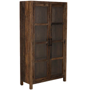 Vetrina artigianale in legno con 2 ante marrone, 100x40x180h cm