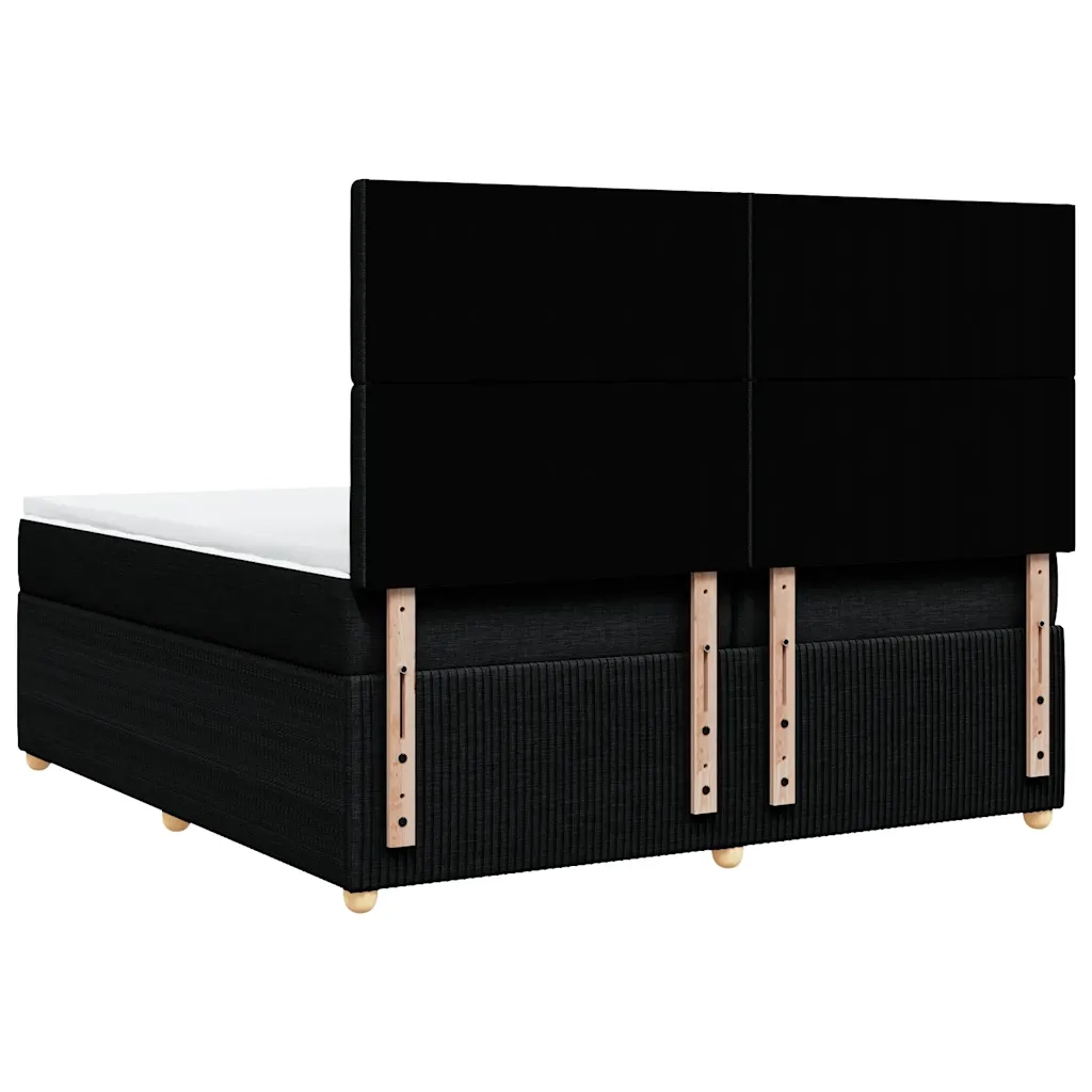 Giroletto a Molle con Materasso Nero 200x200 cm in Tessuto