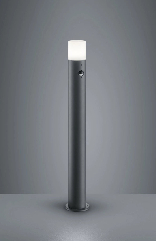HOOSIC PALO ALTO LED CILINDRO ANTRACITE E DIFFUSORE BIANCO CON SENSORE DI MOVIMENTO H.80 CM 1 LUCE ATTACCO E27