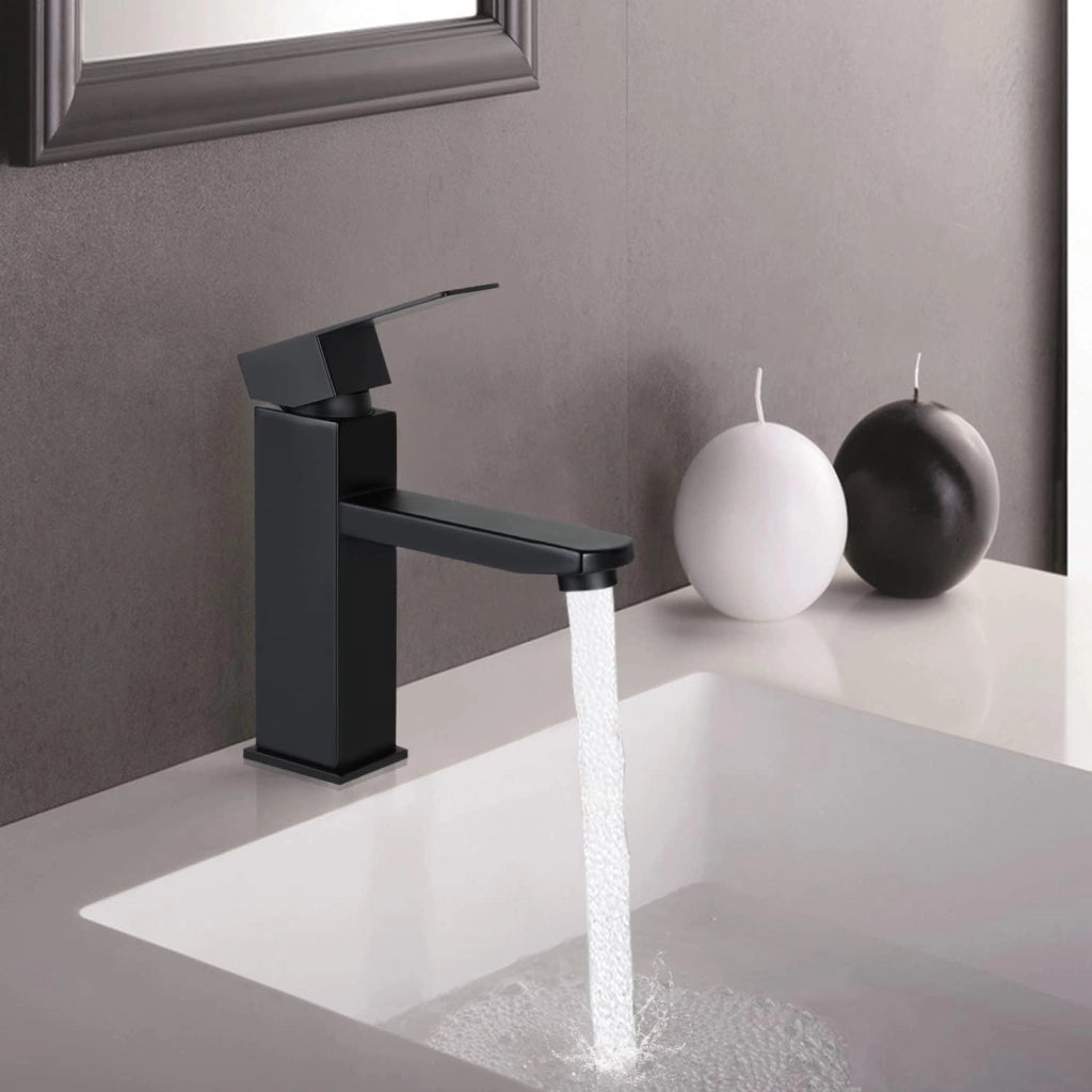 ZMH Miscelatore monocomando in acciaio inox nero miscelatore acqua calda fredda ad alta pressione per bagno