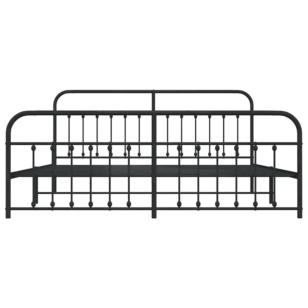 Letto matrimoniale | Letto per adulti | Giroletto con Testiera e Pediera Metallo Nero 193x203 cm