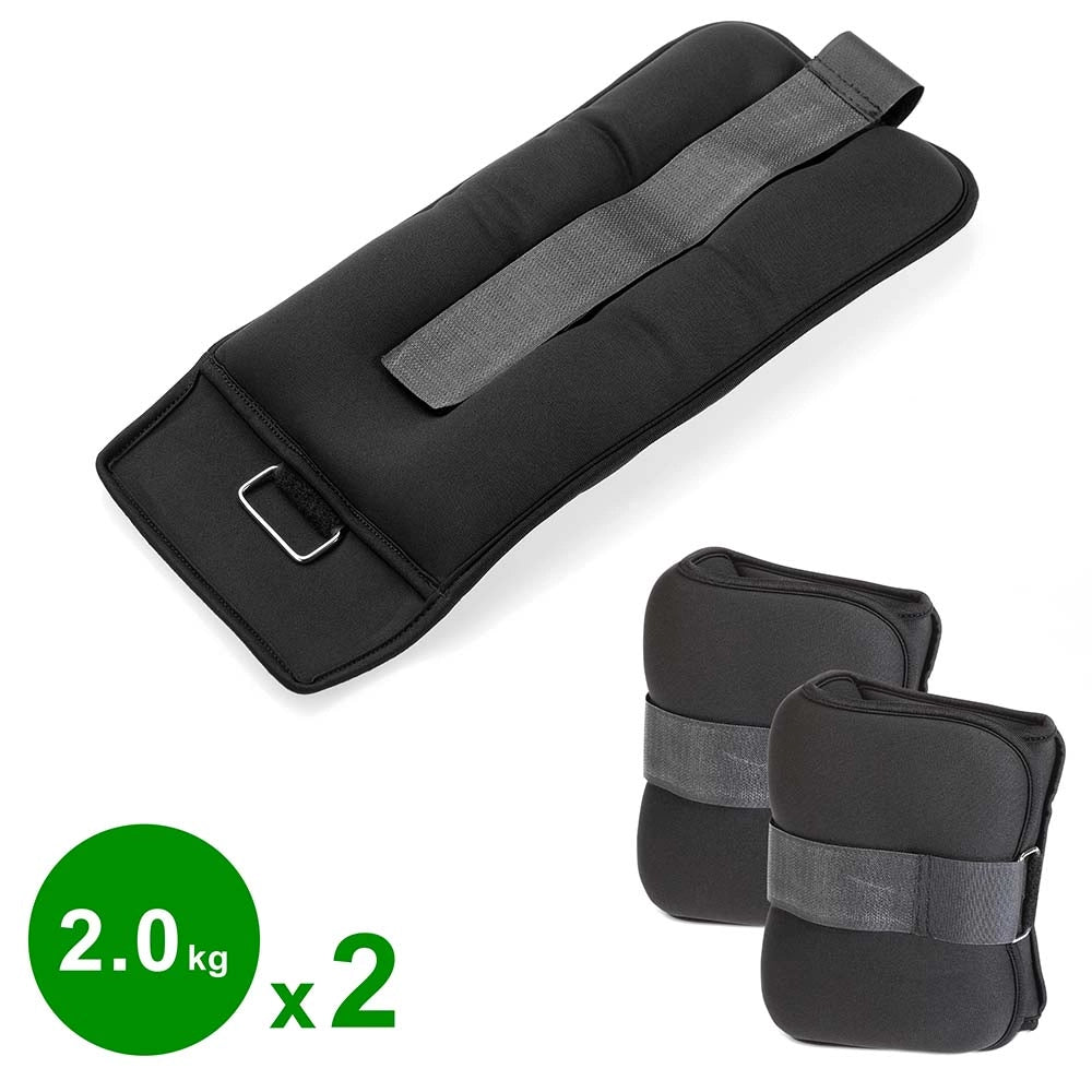 Set 2 Pesi Polsi e Caviglie 2 kg Allenamento Palestra Aerobica Fitness Nero