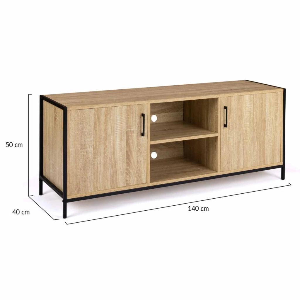 IDMarket - Porta TV di design industriale a 2 ante 140 cm DETROIT