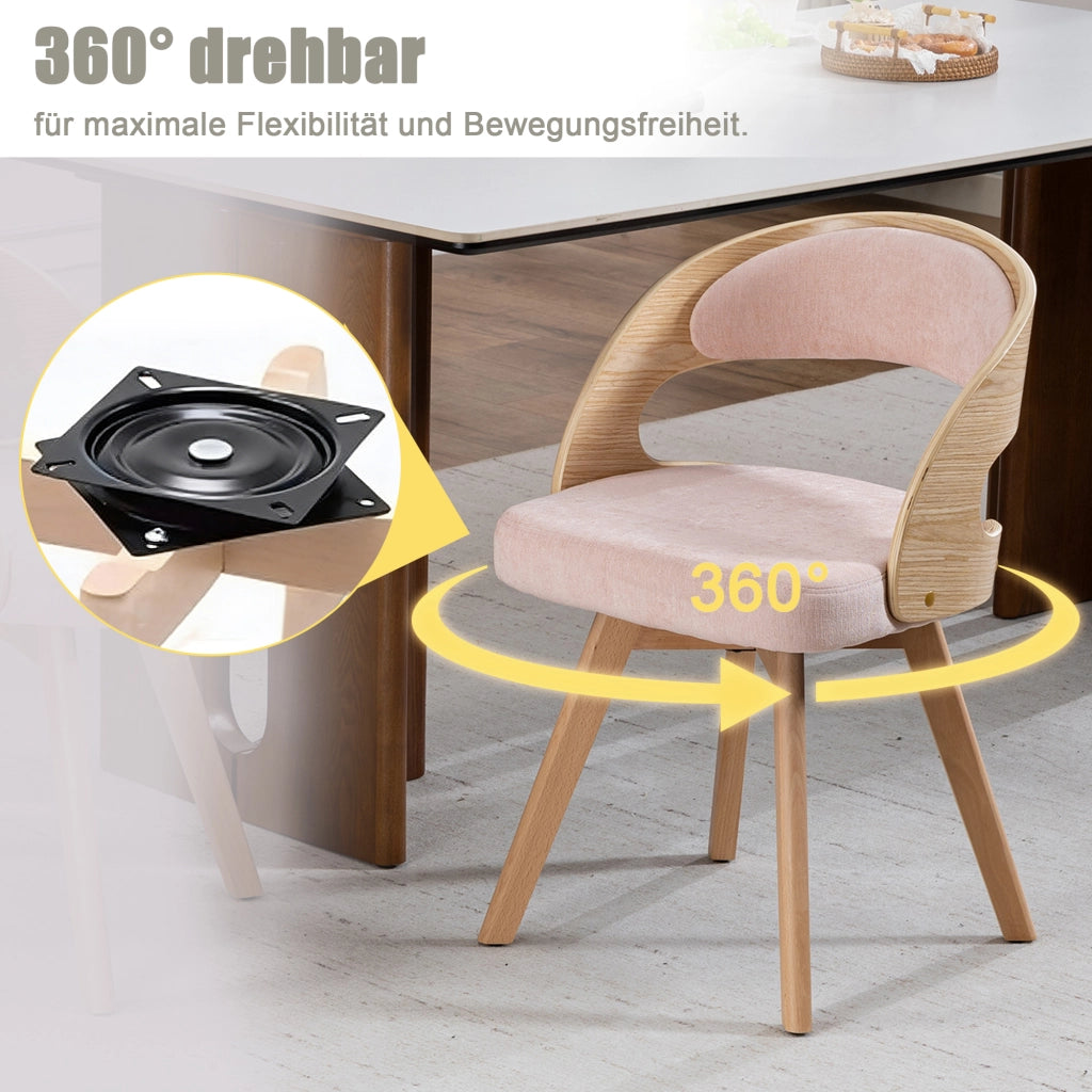 SEDIA DA PRANZO Girevole 360° 44x41x75 cm Lino Rosa