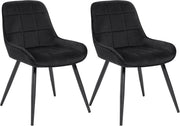Set di 2 Sedie da Pranzo con Schienale Curvo, Sedie Ergonomiche in Velluto e Metallo, Poltroncina imbottita per Salotto, Ufficio, Camera da Letto, Nero BH331sz-2